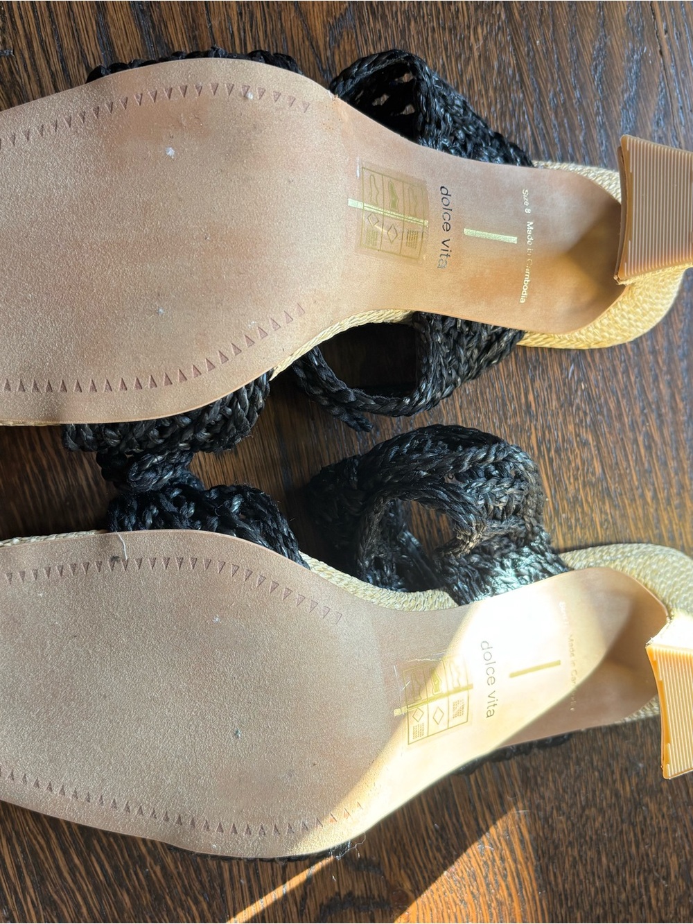 Dolce Vita Nyah Black Braided Double-Strap Heeled Sandals NWT Sz 8 Raffia - Picture 12 of 12